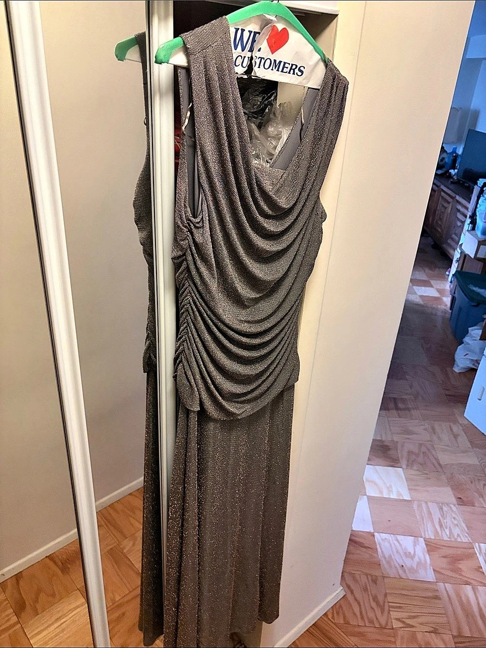 NW Woman Draped Neck Maxi Dress in Brown Like New